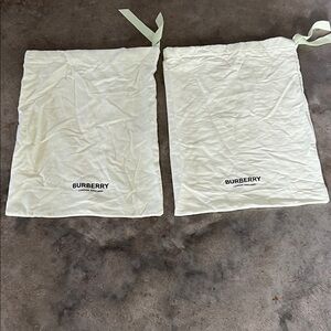Authentic Burberry powder lime green Drawstring Logo Dust Bags (Pair)